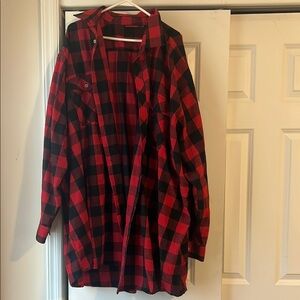 Red and Black Plaid Shirt Jacket